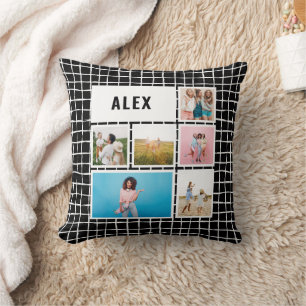 Rutnätets svarta vita 6 fotoloderna minsta abstrak kudde