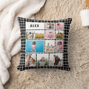 Rutnätsvartvitt 12 fotomoderna minimala abstrakter kudde