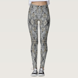 Rutor av diamantmarmor grått beige leggings