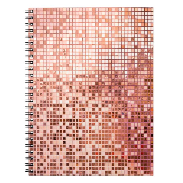 Rutor av kvadratiska mosaikplattor rosa ros guld anteckningsbok (Framsidan)