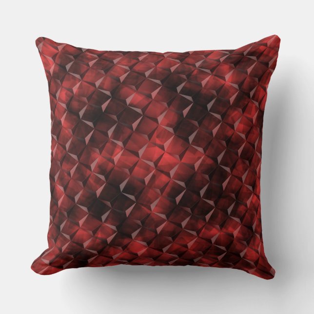 Rutor av nedfläckad från rött till mörk, 3D-fläcka Kudde (Framsida)