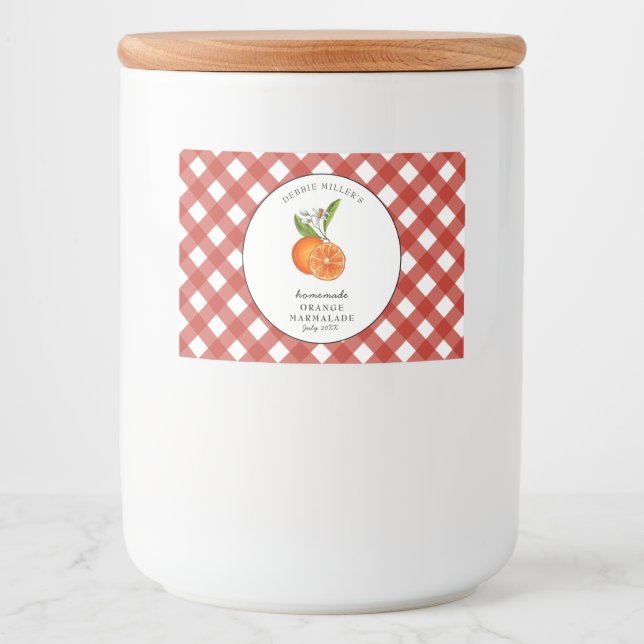 Rutsaft i countrystil med orange marmelad mat etiketter (Framsida)