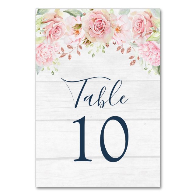 Rutsic Pink Floral Wedding Table Number Cards Bordsnummer (Framsidan)