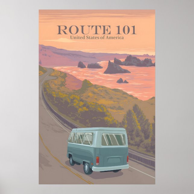 Rutt 101 USA Resa Affisch (Framsidan)