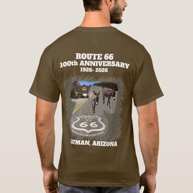 Rutt 66 Centennial Oatman Arizona Tillbaka T Shirt (Baksida)