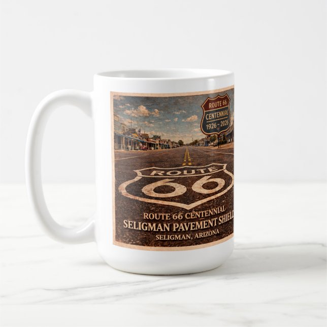 Rutt 66 Centennial Seligman Asfaltsbeläggning Morg Kaffemugg (Vänster)