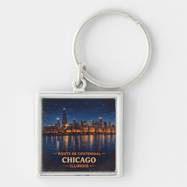 Rutt 66 Chicago Skyline Nyckelring Souvenir (Framsidan)