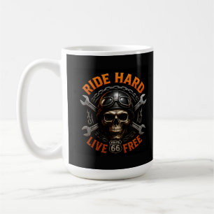 ☠️ Rutt 66 Dödskalle Grafisk För Hårdkärniga Motor Kaffemugg