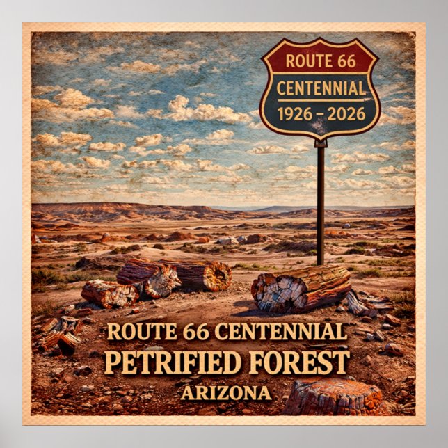 Rutt 66 Förstenade skogen Arizona Poster (Framsidan)
