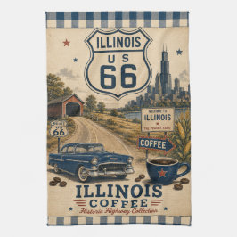 rutt 66 Illinois kaffe Prairie State-dekor Kökshandduk