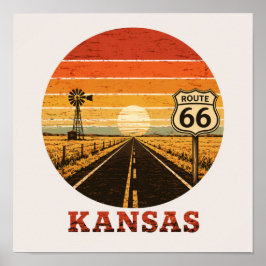 Rutt 66 Kansas Sunflower State Highway Poster