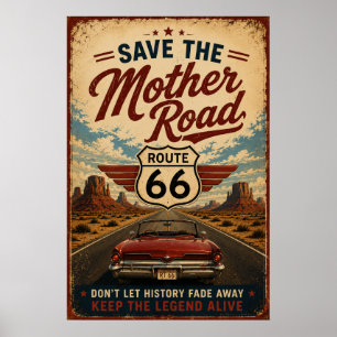 Rutt 66 Klassisk Bil Modervägen Legacy Retro Konst Poster