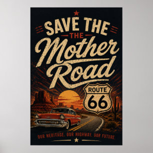 Rutt 66 Klassisk Bil Spara Mother Road Poster