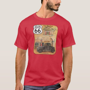 Rutt 66 med den gammala bilen och bensinstationar t shirt