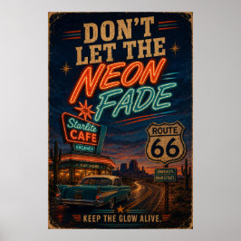 Rutt 66 Neon Cafe Nattlig Körning Americana Dekor