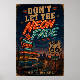 Rutt 66 Neon Cafe Nattlig Körning Americana Dekor