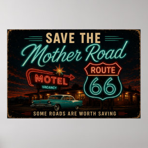 Rutt 66 Neon Motel Nätter Poster