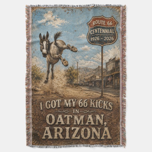Rutt 66 Oatman Burro Västerländsk charm Filt (Framsidan Vertikal)