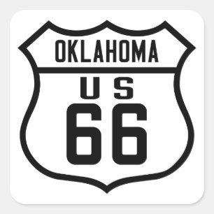 Rutt 66 - Oklahoma Fyrkantigt Klistermärke