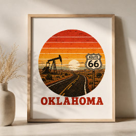 Rutt 66 Oklahoma Oljefält Solnedgångshuvudväg Poster