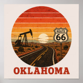 Rutt 66 Oklahoma Oljefält Solnedgångshuvudväg Poster