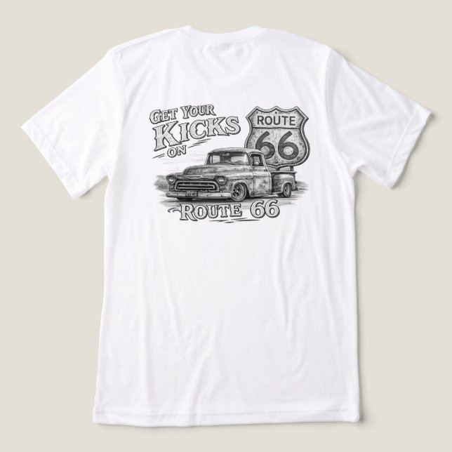 Rutt 66 Pickup Lastbil T Shirt (Design Baksida)