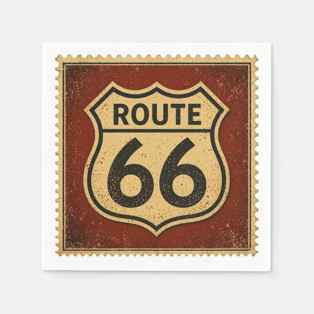 Rutt 66 Retro Shield Diner Party Bordstil Pappersservett (Framsidan)