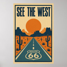 Rutt 66 Se Väster Litho Poster