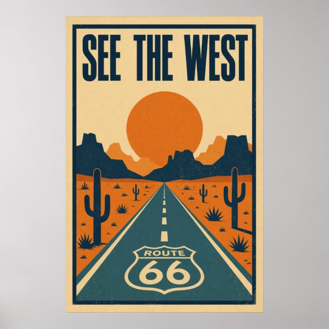 Rutt 66 Se Väster Litho Poster (Framsidan)