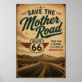 Rutt 66 Spara Moder Road Vintage Highway Art Poster