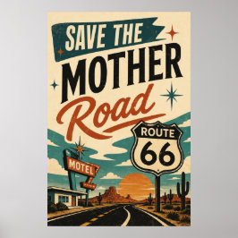 Rutt 66 Spara Moder Vägen Retro Motorvägsdekor Poster