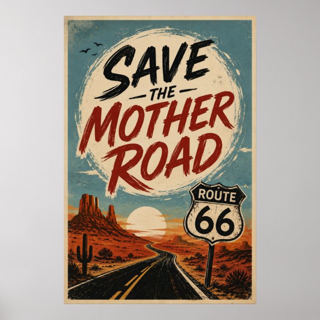 Rutt 66 Spara Mother Road Öken Highway Dekor (Framsidan)