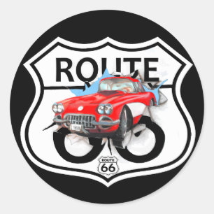 Rutt 66 undertecknar gåvor runt klistermärke