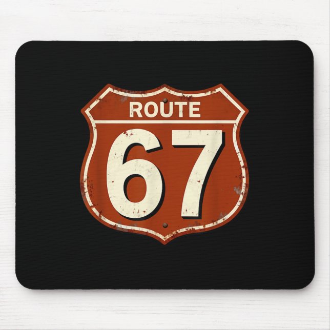 Rutt 67 Rolig Retro Motorvägs Meme Design  Musmatta (Framsidan)