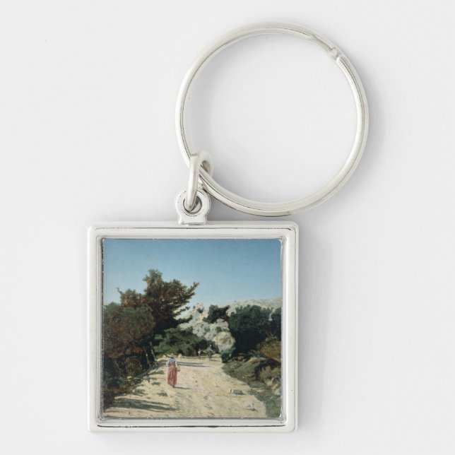 Rutt de la Gineste, nära Marseilles, 1859 Fyrkantig Silverfärgad Nyckelring (Framsidan)
