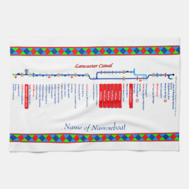 Rutt för Waterways för Lancaster kanalUK röd Kökshandduk