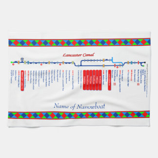 Rutt för Waterways för Lancaster kanalUK röd Kökshandduk