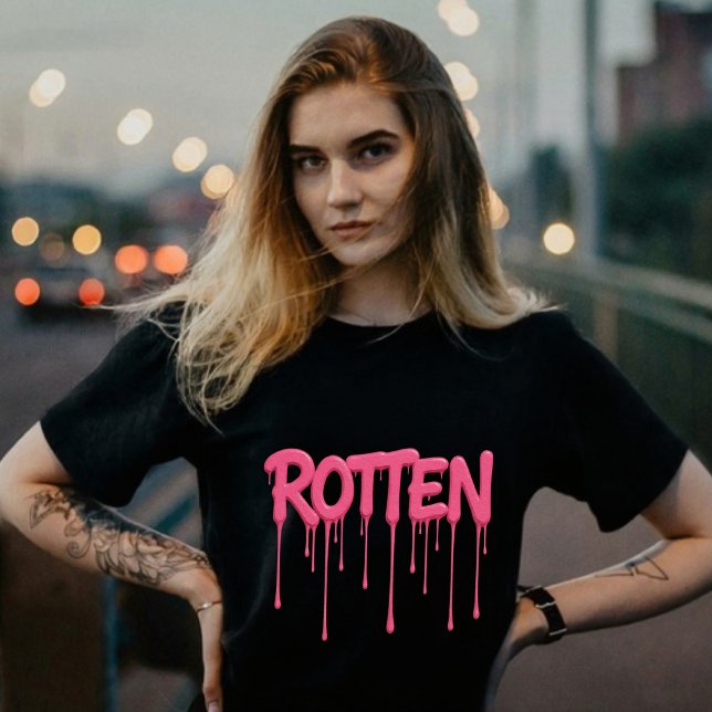 RUTTEN Drip-teckensnitt Typografi T Shirt (Skapare uppladdad)