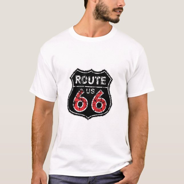 Rutten för huvudvägen för rutt 66 undertecknar den t shirt (Framsida)