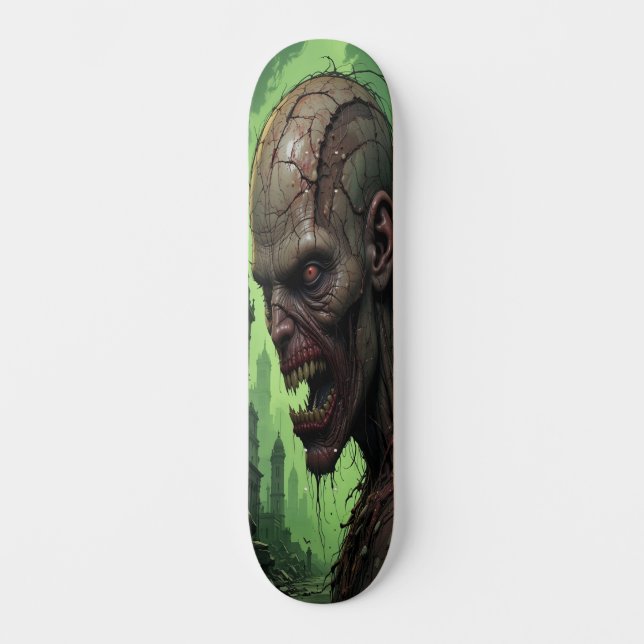 Ruttna Zombie Ansiktet - Skräck Mini Skateboard Bräda 18,5 Cm (Framsida)