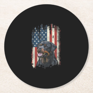 ruttweiler amerikan flagga usa patriotisk hund äl underlägg papper rund