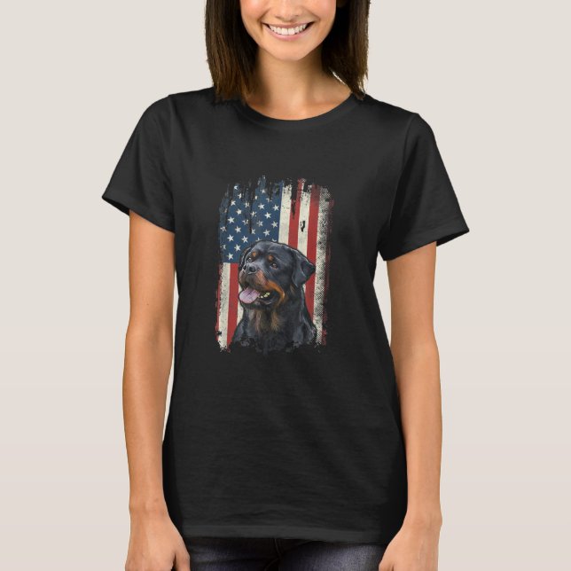 ruttweiler amerikan flagga usa patriotisk hund äls t shirt (Framsida)