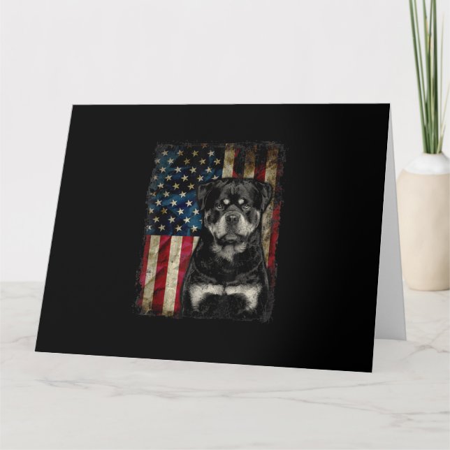 ruttweiler-hund 4th of jully american flagga patri kort (Framsida)