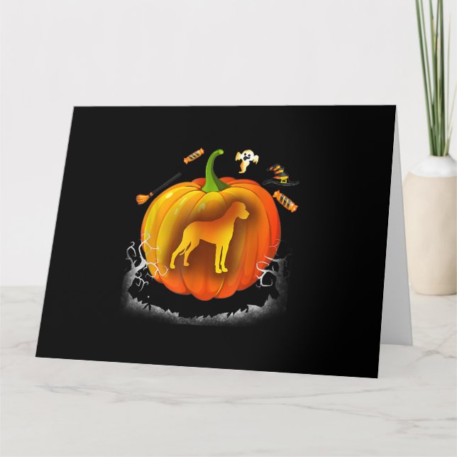 ruttweiler hund pumkin costume halloween kort (Framsida)