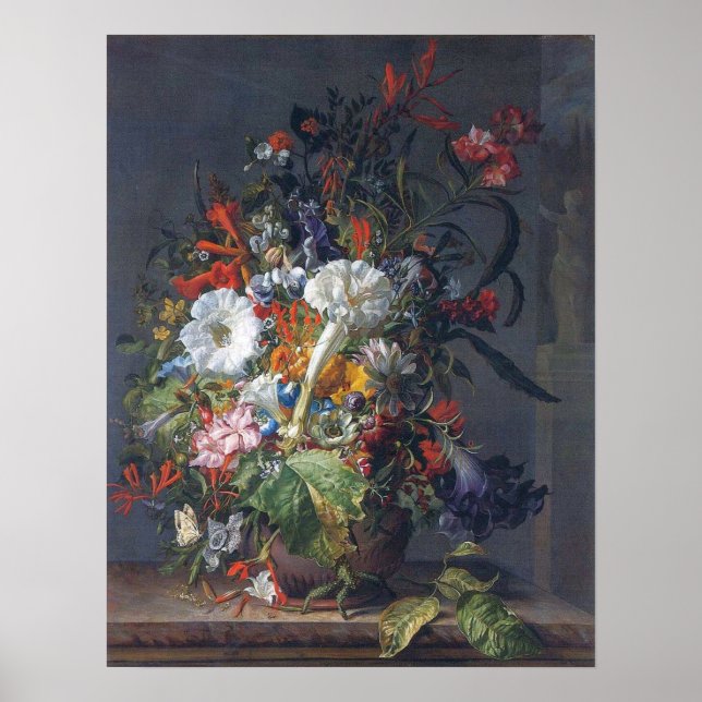 Ruysch - Ärtor, Liljor, Peonior, Hyacinter Lidelse Poster (Framsidan)