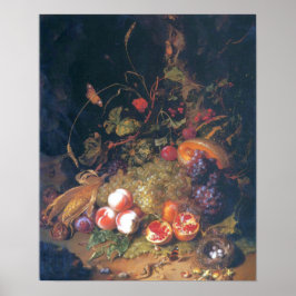 Ruysch - fortfarande ett liv med frukt, ett bo, öd poster