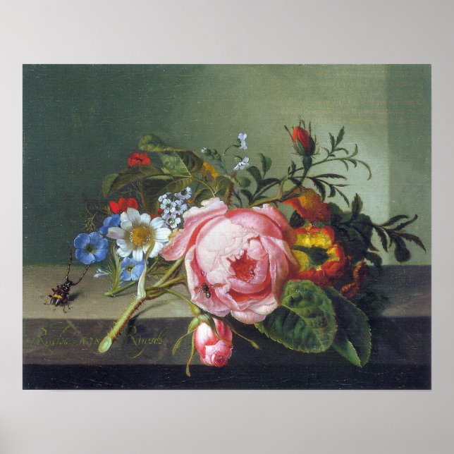 Ruysch - Ro Gren med Kafer och bin Poster (Framsidan)