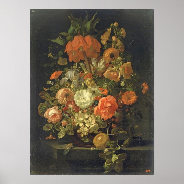 Ruysch - Stilleben med blommor Poster (Framsidan)