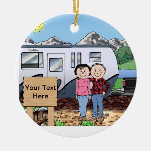 RV Älskare - Dragsläpvagn för påfyllnadsfordon Julgransprydnad Keramik (Framsidan)