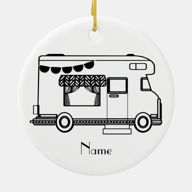 RV Camper Caravan Thunder_Cove Julgransprydnad Keramik (Baksidan)